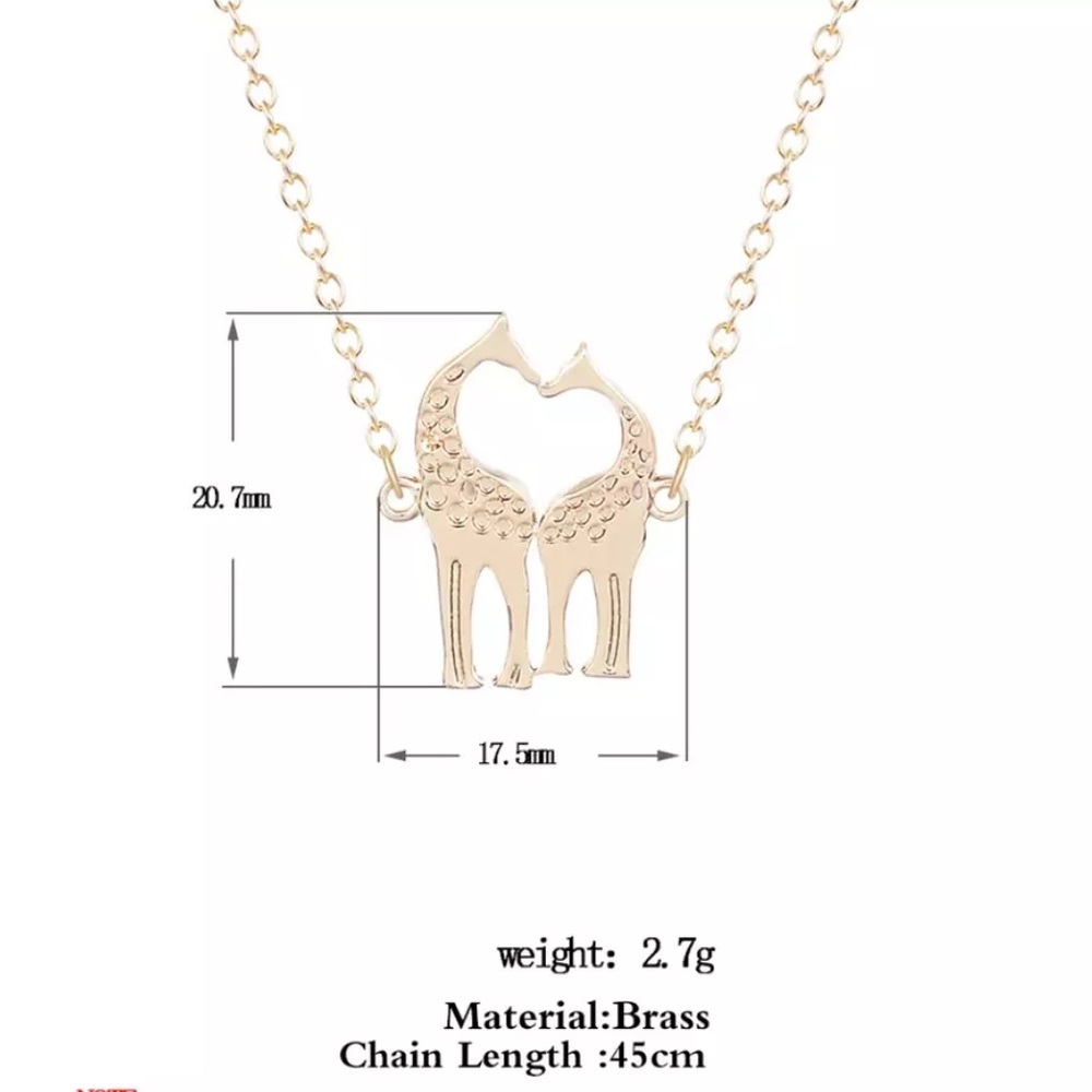 Gold Giraffe heart Necklace - Picture 4 of 5